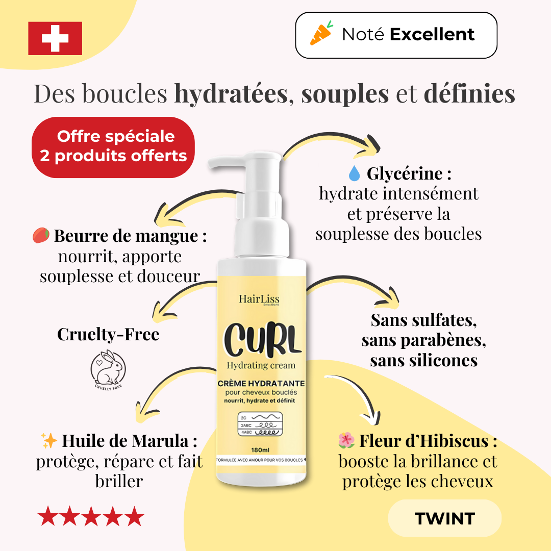 Crème à Boucles sans rinçage Cheveux bouclés 180ml