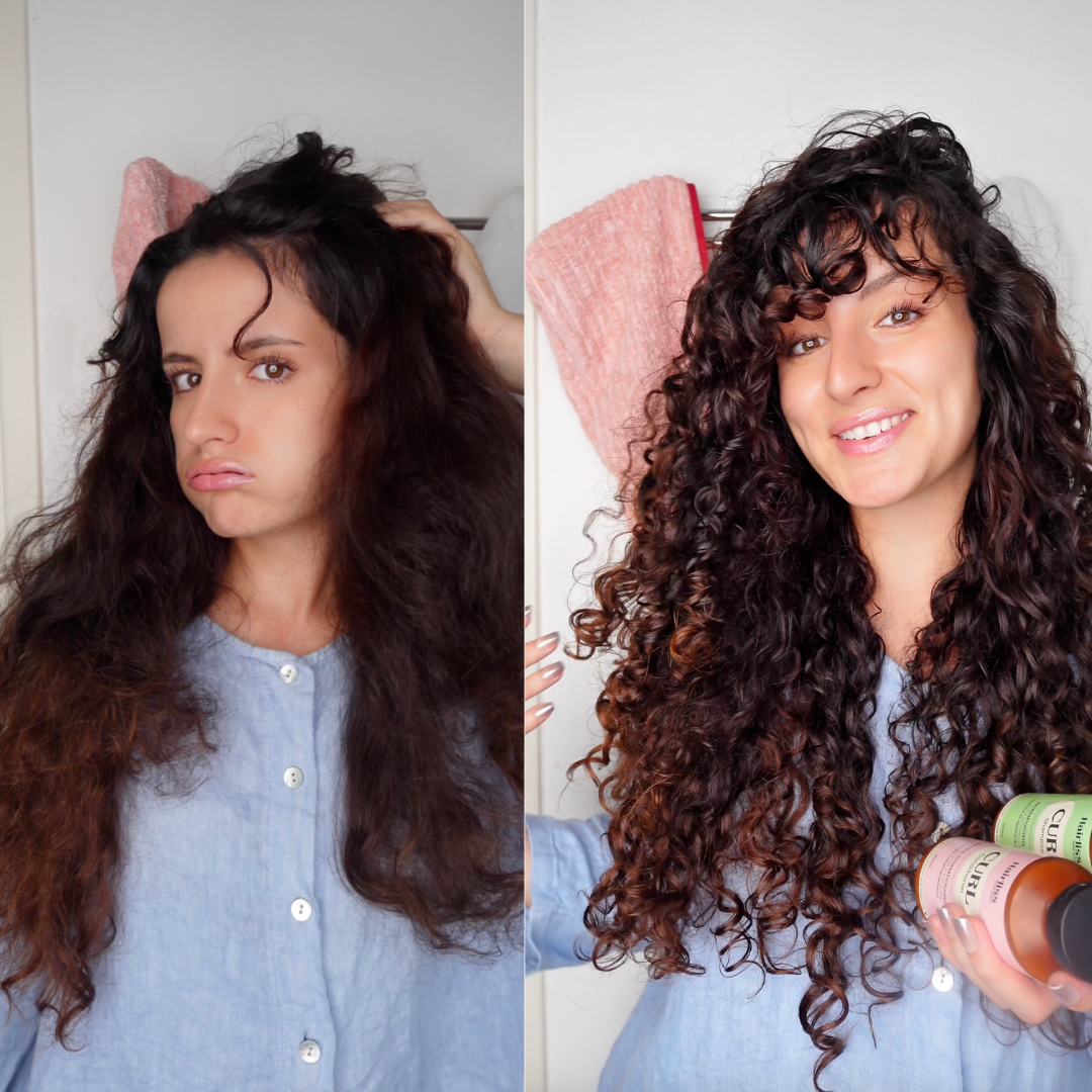 Avant après sur cheveux bouclés avec la Routine CURL Image